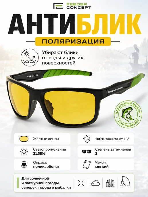 NORFIN Очки поляризационные антибликовые для водителя рыбалки, черный