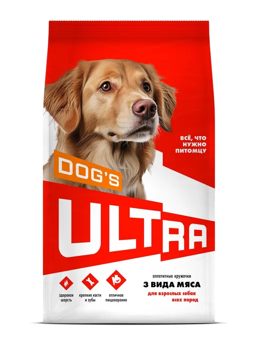 Сухой корм ULTRA Взроcлых Вида для собак, мясо, 3 кг, фото 2