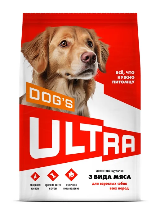 Сухой корм ULTRA Взроcлых Вида для собак, мясо, 0,6 кг, фото 2