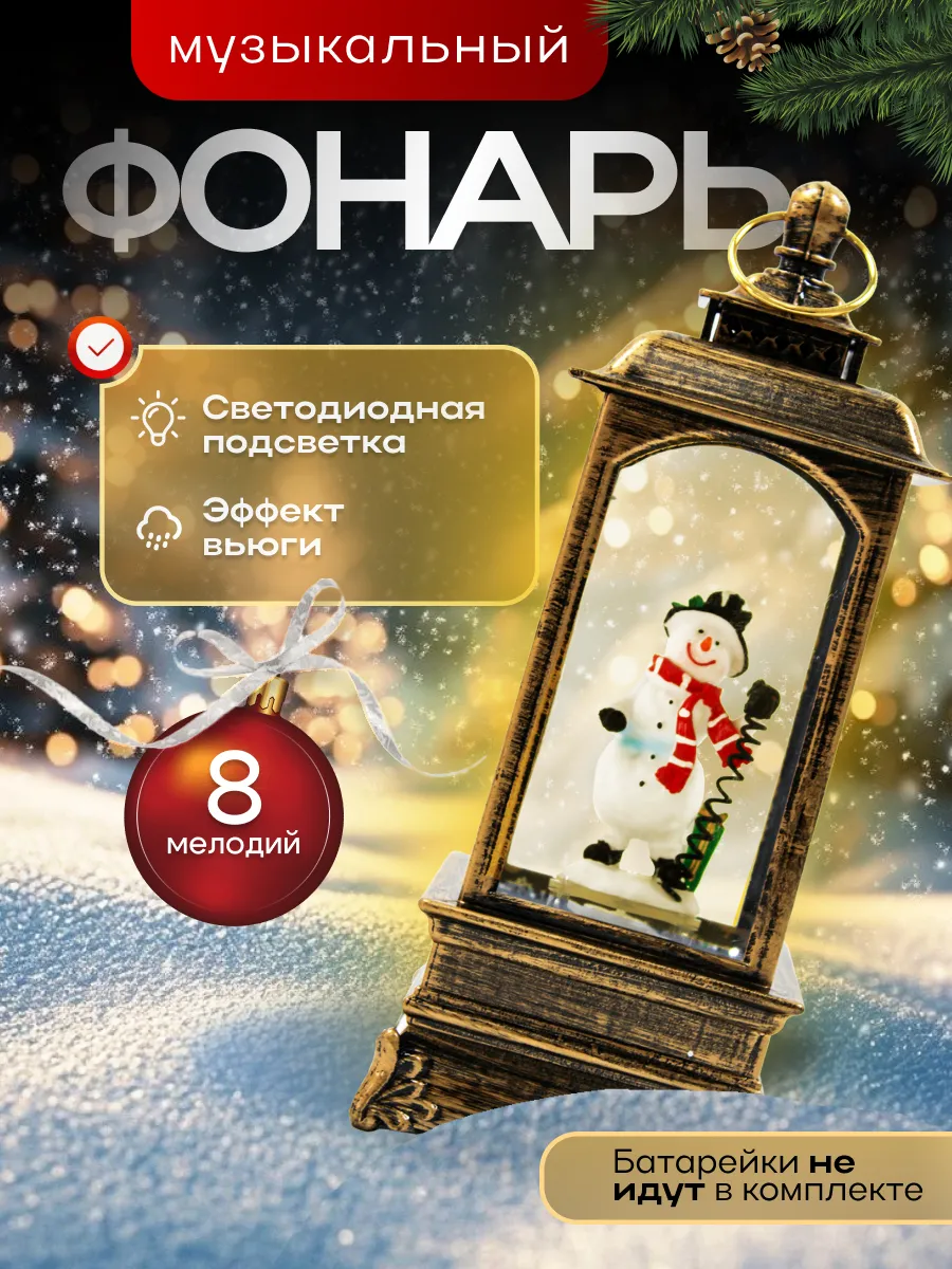 Новогодний светильник с эффектом снегопада