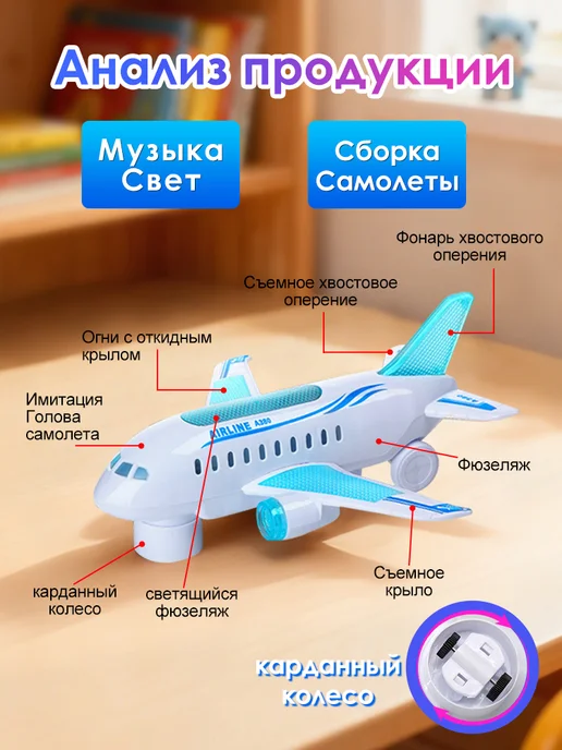 Relengor Самолет-игрушка со светом и музыкой в подарок детям К0118, вариант, фото 6