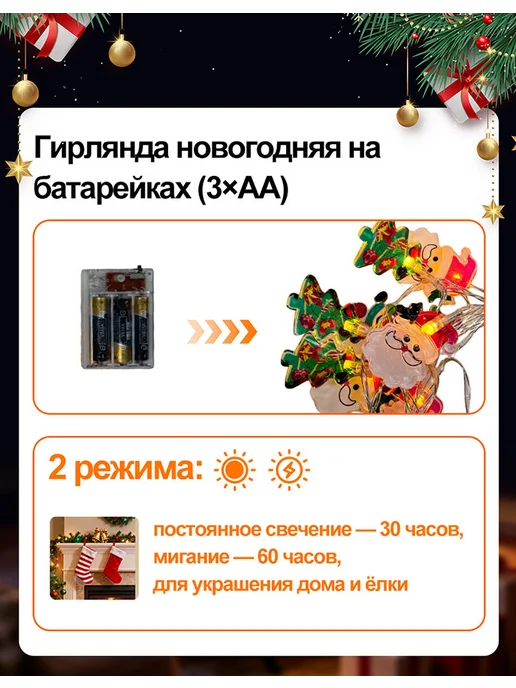 Гирлянда уличная на батарейках для украшения 6 метров, 6 м, фото 5