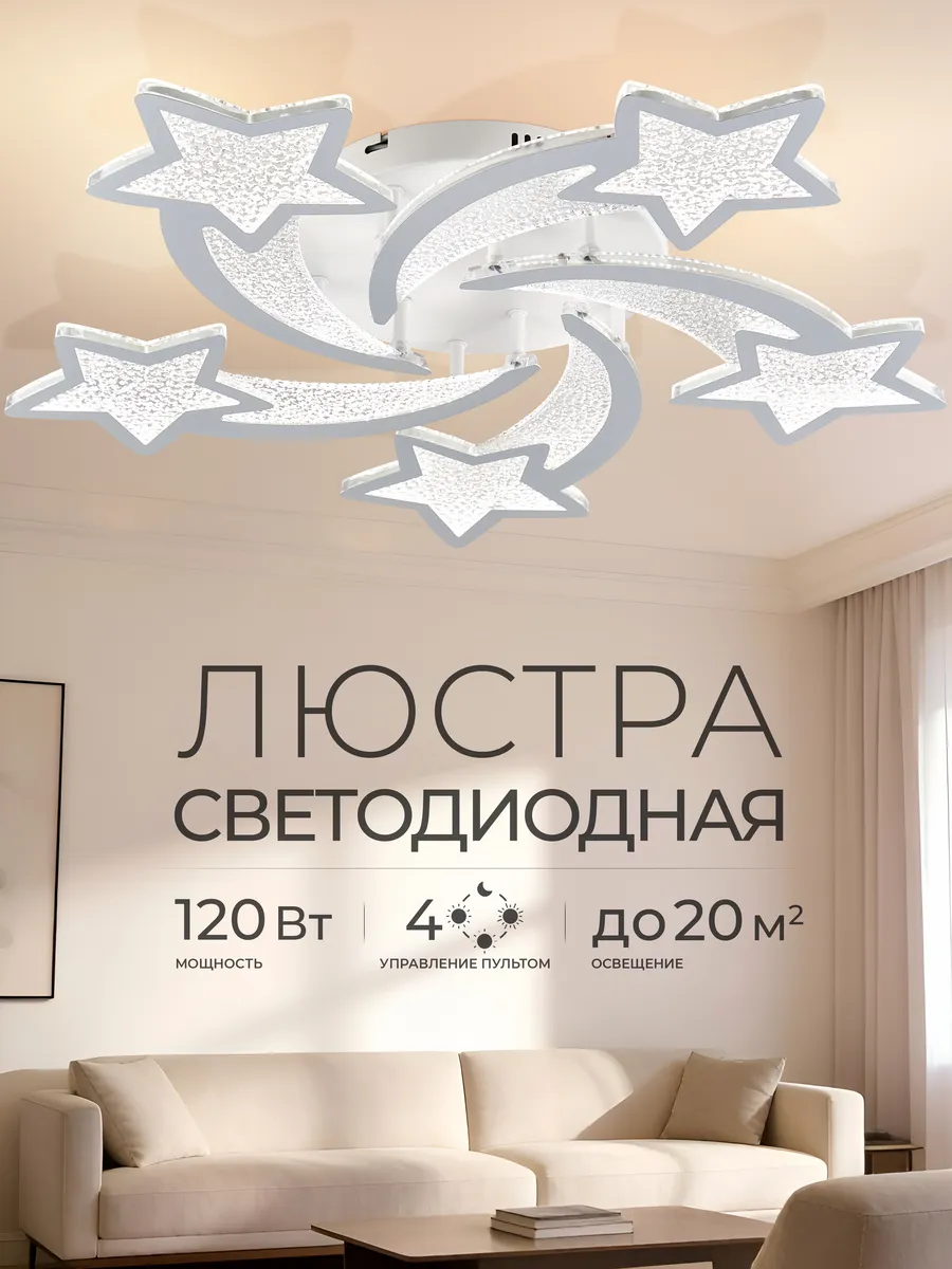 Люстра потолочная светодиодная на кухню в спальню для зала