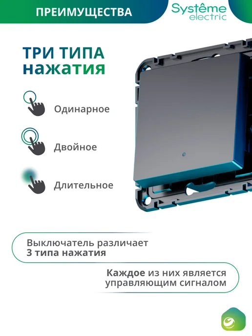 Systeme Electric Умный выключатель с Алисой Atlas Design Smart, черный, фото 2