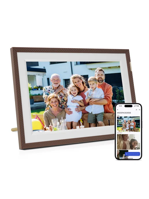 Arzopa 10.1" Цифровая сенсорная фоторамка D10 Brown, коричневый, фото 2