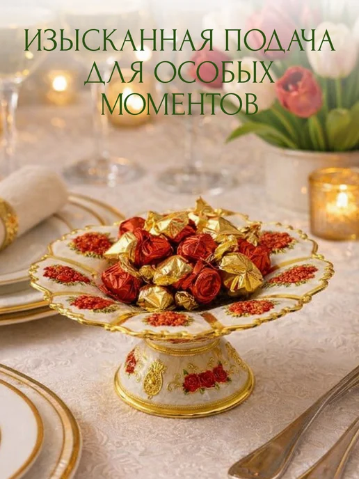 Twomax Конфетница металлическая, фруктовница, красный, фото 2