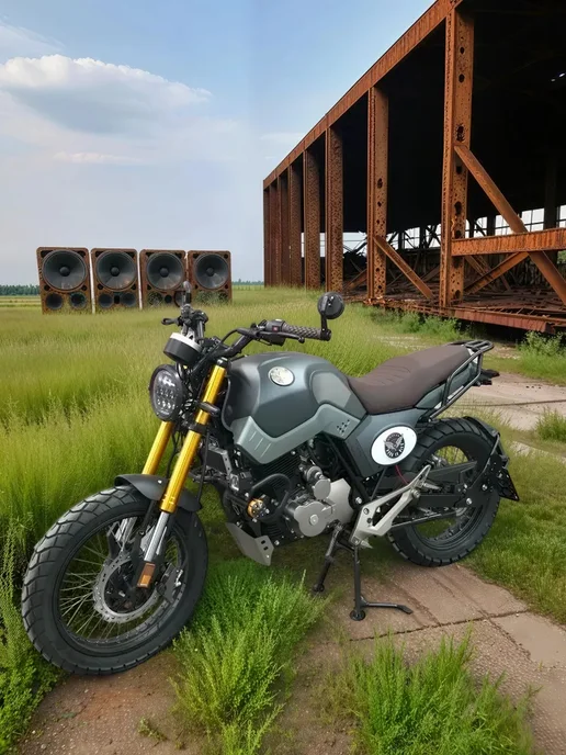 ТЕХНОМОТОРФ Мотоцикл Street Scrambler с ПТС (серый), серый
