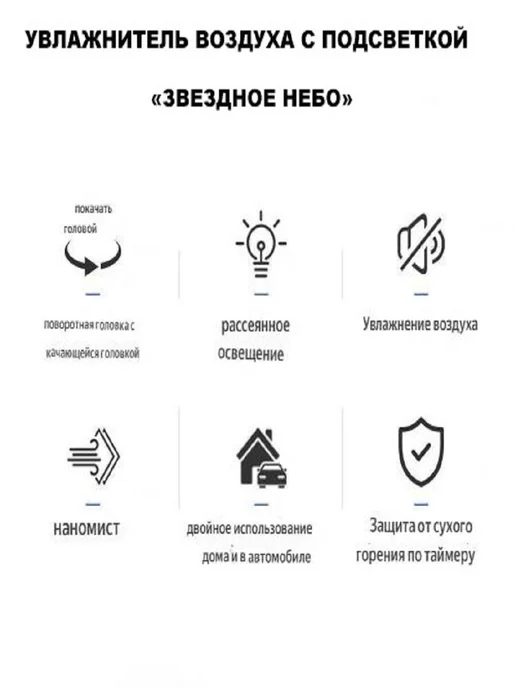 new AC Увлажнитель воздуха с подсветкой, с проекцией, белый, фото 2
