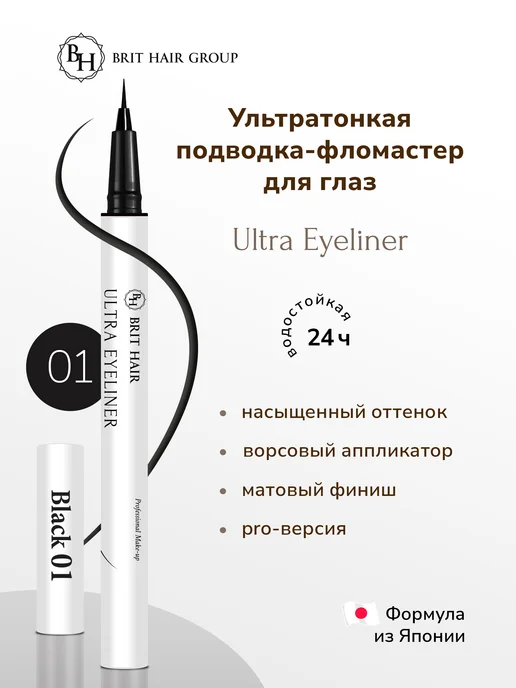 Brit Hair Group Подводка-фломастер для глаз ультратонкая водостойкая, черный
