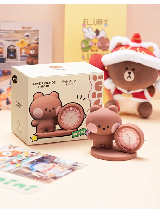 PANMILA Часы детские настольные LINE FRIENDS minini Медвежонок, коричневый