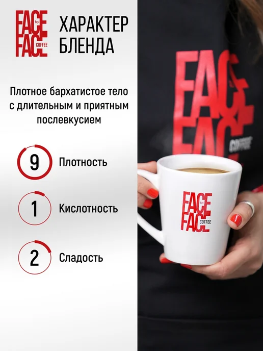 FACE TO FACE Кофе в зернах 1 кг 100% Робуста Forte Свежая обжарка, 1 кг, фото 6