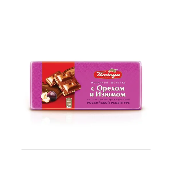 Шоколад молочный с орехом и изюмом, 80г