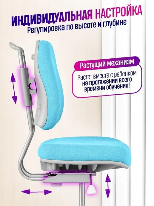 Anatomica Растущий стул для школьника детский ортопедический Ragenta, голубой, фото 4