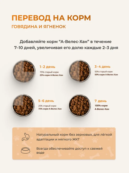 Сухой корм А-ВЕЛЕС-ХАН для собак, беззерновой, говядина, ягненок, 18 кг, фото 6