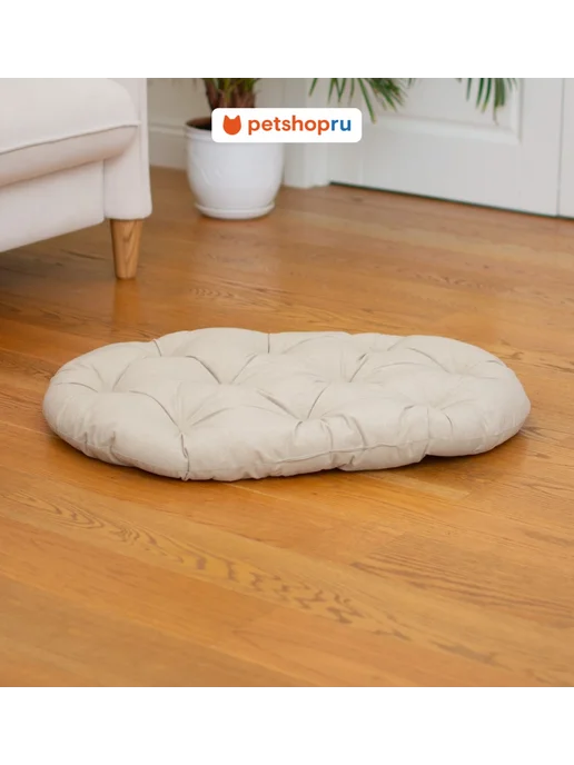 PetShop Лежанка для кошек и собак с подушкой бежевая 52х40х7,5 см, 40x7.5 см, фото 2