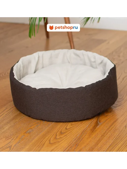 PetShop Лежанка для кошек и собак с подушкой коричневая 48х48х15 см, 48x15 см, фото 2