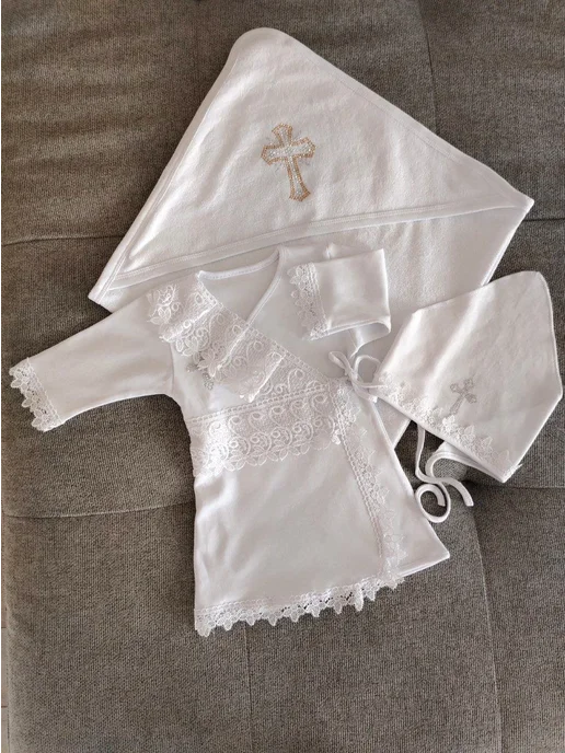 Viktoria kids style Крестильный набор с теплой махровой пеленкой, белый