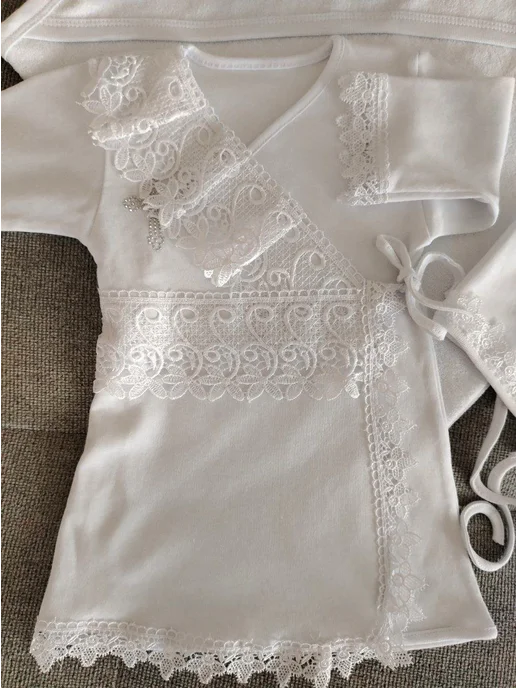 Viktoria kids style Крестильный набор с теплой махровой пеленкой, белый, фото 4