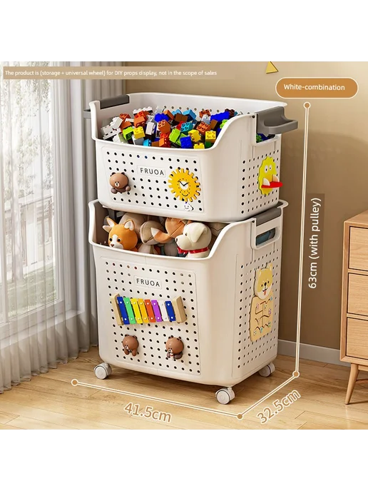 Ящик для игрушек (белый комби с колесами), белый