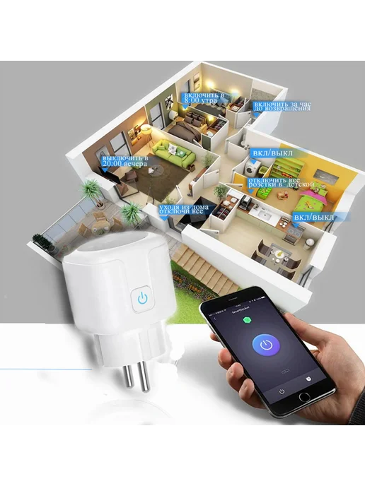 Умная розетка Wi-Fi 16А Белый PO-02 АТМТ, белый, фото 2