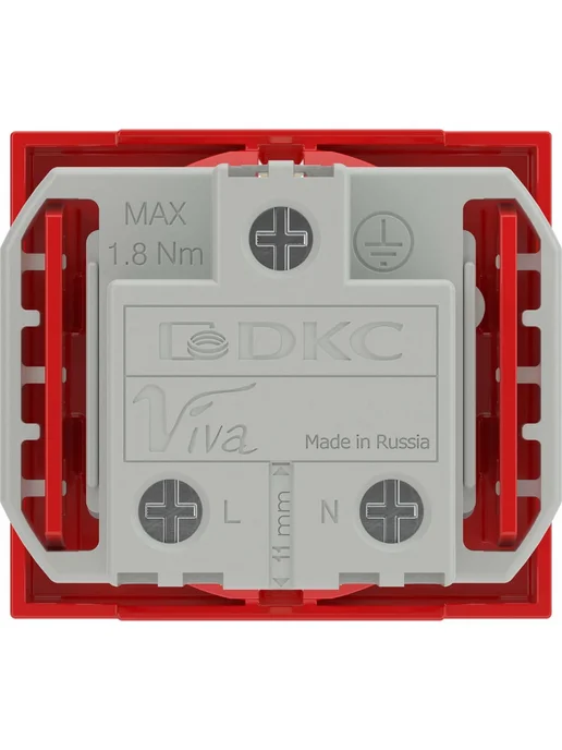 DKC Розетка 1-м VIVA 2 модуля, красная 45015, красный, фото 3