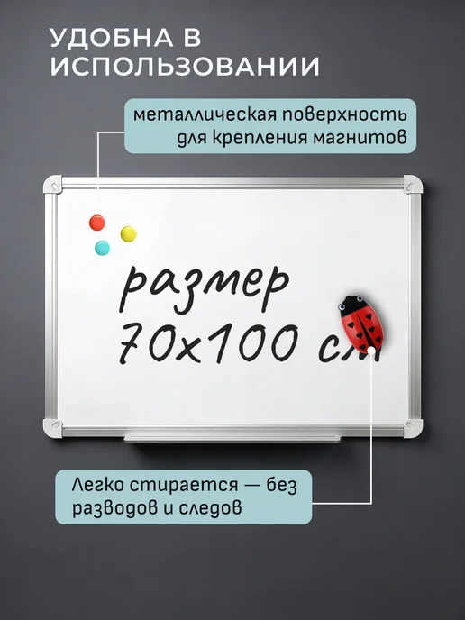 ARTABOSKO Доска магнитно-маркерная на стену 70х100 см, вариант, фото 3