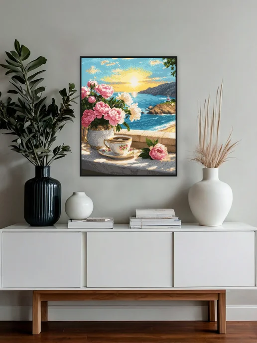 Алмазныи ряд Алмазная мозаика на подрамнике 40х50 см Вечер у моря, 40x50 см, фото 2