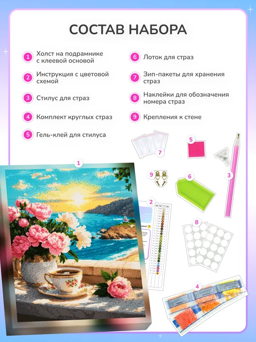 Алмазныи ряд Алмазная мозаика на подрамнике 40х50 см Вечер у моря, 40x50 см, фото 3
