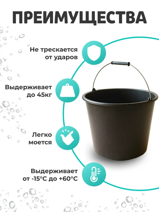 Садовита Большое ведро с ручкой для мытья полов 16л, 16 л, фото 2