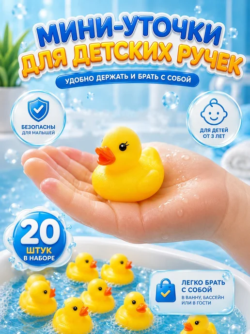Крошка Я Набор резиновых игрушек для ванны «Уточки», 20 шт, 20 шт, фото 2