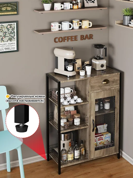Стеллаж лофт под кофемашину с ящиками, вариант, фото 5