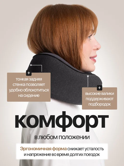 Подушка для путешествий на шею с эффектом памяти LEVART Cosmo Indigo синяя, серый, фото 2