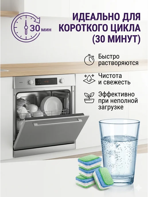 Таблетки для посудомоечных машин Clean&Fresh All in1 mini, 60 шт, фото 2