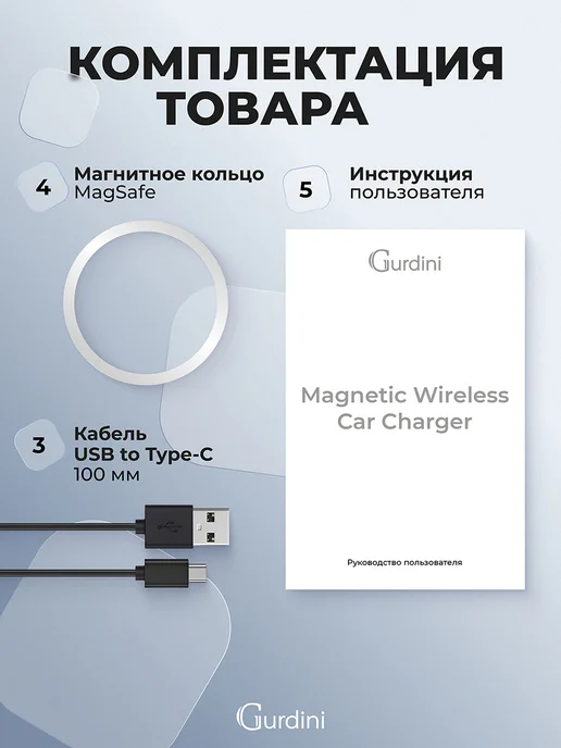 Gurdini Автодержатель на дефлектор Magsafe Car Charger Черный, черный, фото 3
