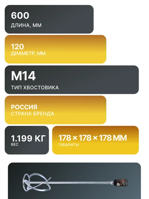Насадка для строительного миксера М14 — фото 2
