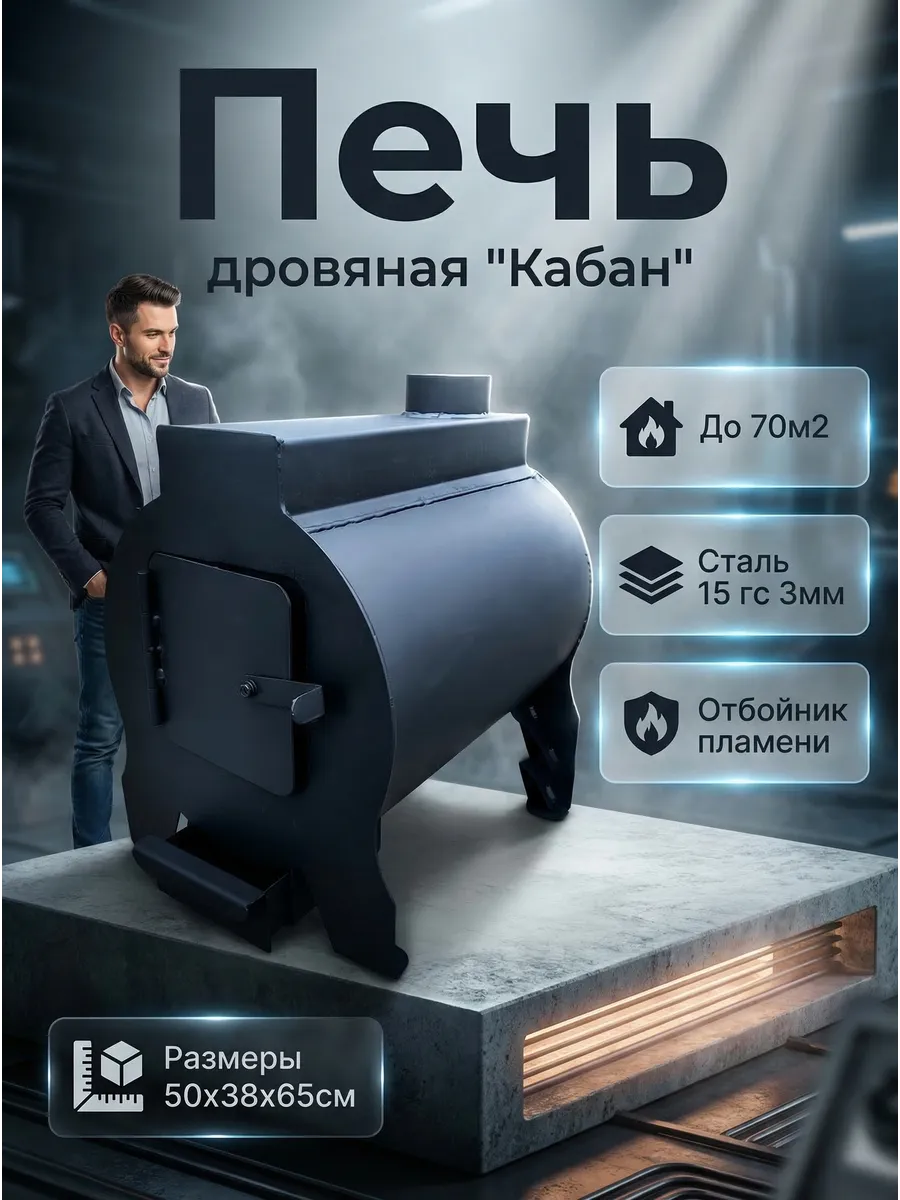 Печь для дома дачи гаража до 70 квМ