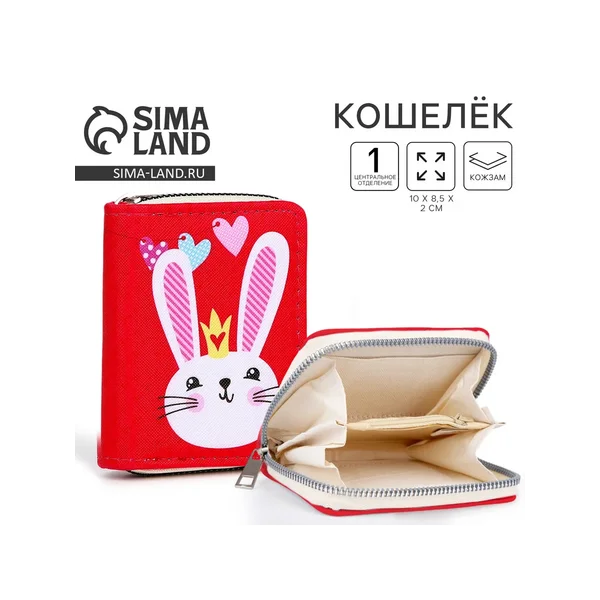 Кошелёк детский, отдел на молнии, красный