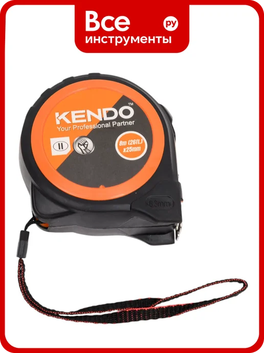 KENDO Рулетка 3 м, 16 мм, матово-жёлтая, Измерительная
