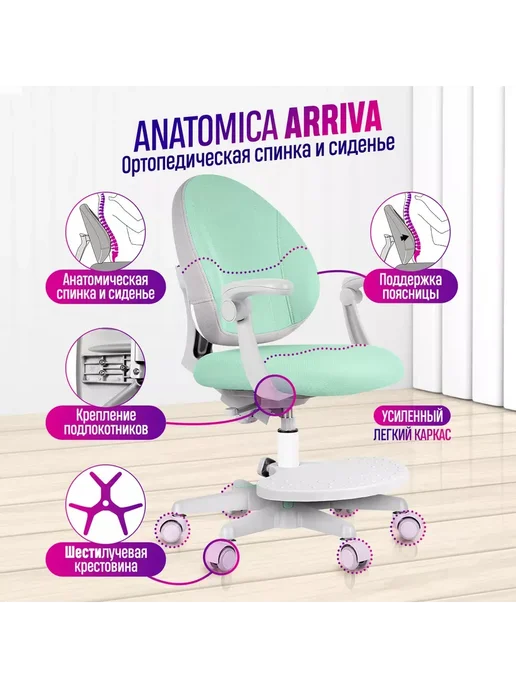 Anatomica Растущее кресло с подлокотниками Arriva, мятный, зеленый, мятный, фото 2