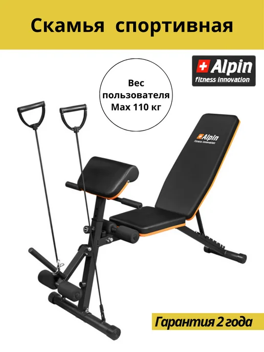 ALPIN Скамья спортивная с партой Скотта и эспандерами, черный, фото 2