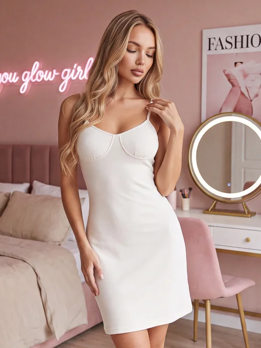 Mimi Pajamas Сорочка короткая мини вискоза, белый