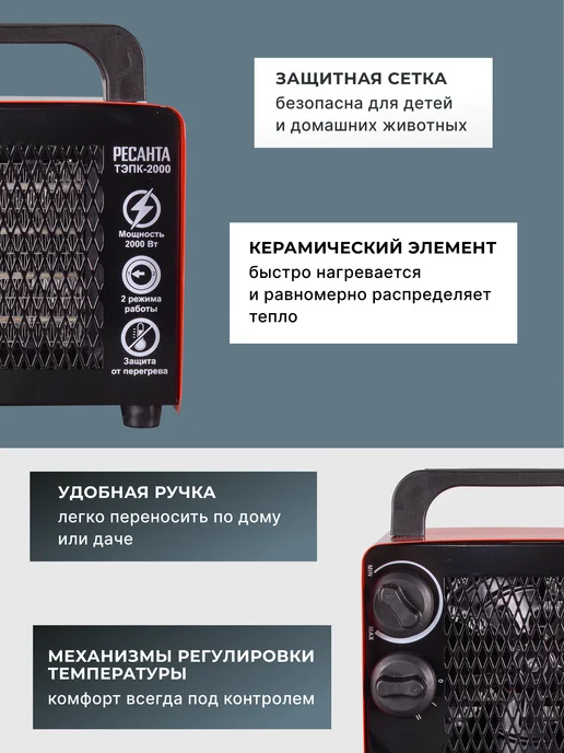 Пушка тепловая электрическая для дома ТЭПК-2000 — фото 2