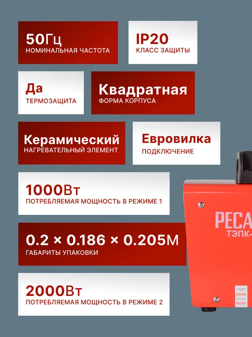 Пушка тепловая электрическая для дома ТЭПК-2000 — фото 3