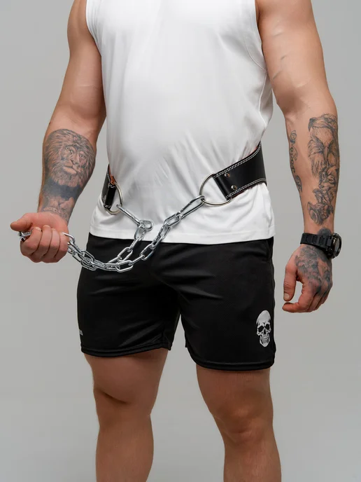 IRON BROTHERS Пояс с цепью МАГНИТ 2.0 для отягощения кожаный, черный, фото 5