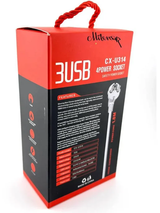 GuL НЕОБХОДИМЫЕ ТОВАРЫ ДЛЯ ДОМА Сетевой тройник удлинитель сетевой с usb, черный, фото 3