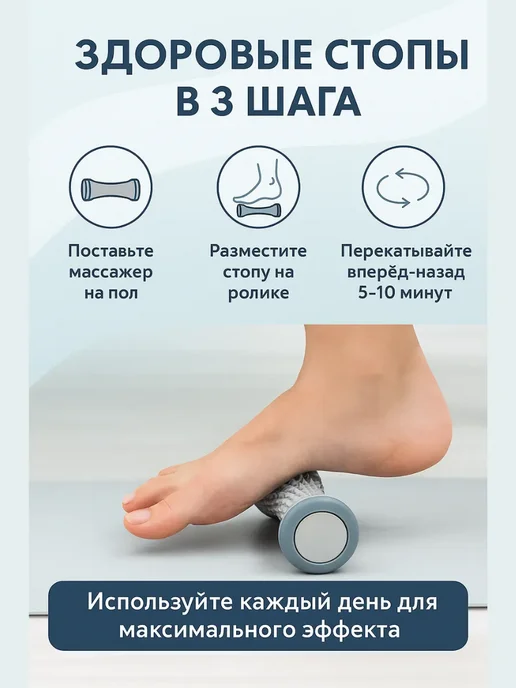 ТРЕВАС Ролик массажный для стоп и тела, серый, фото 3