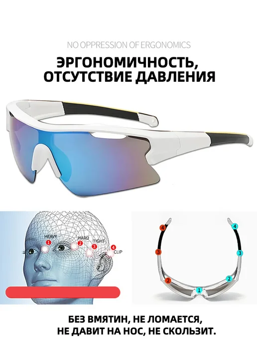 Очки солнцезащитные спортивные, синий, фото 3