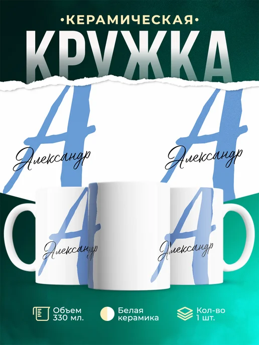 MADE_WITH_LOVE Именная кружка Александр, белый