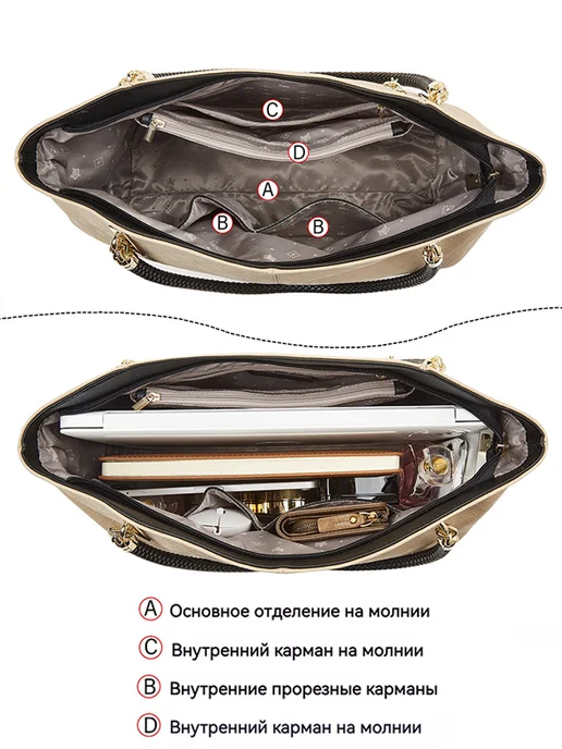 FOXERCHIC Сумка большая А4 шоппер из натуральной кожи, оранжевый, фото 4