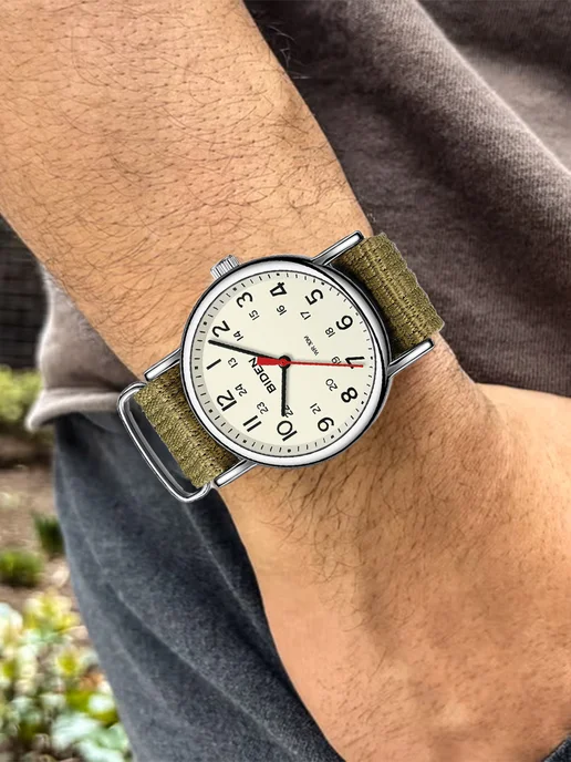 BIDEN WATCH Часы наручные кварцевые армейские, зеленый, фото 2